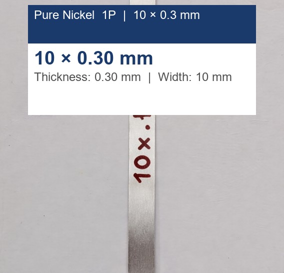 Pure nickel strip 10 x 0.3 mm for high-current battery packs